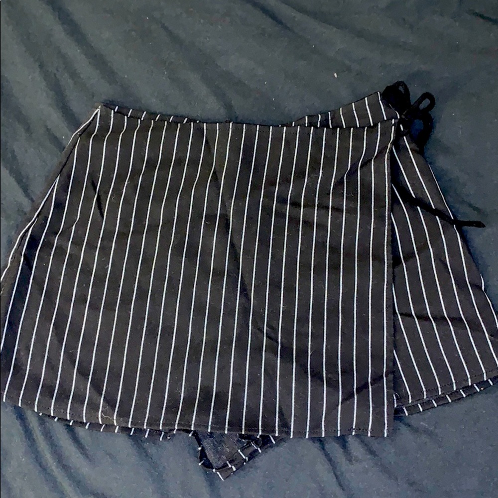 Navy and white striped skort